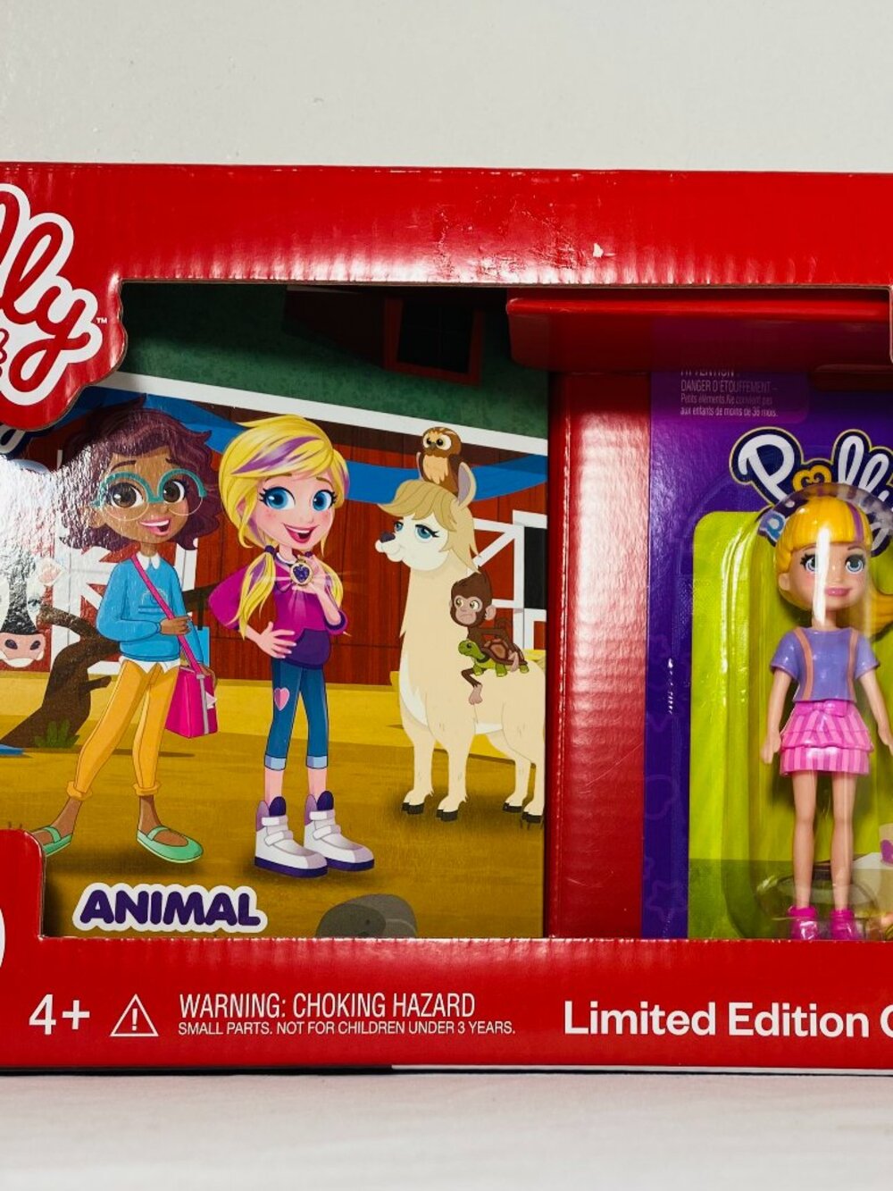 NEW Polly Pocket 2-Pc Lmted Ed Gift Set Mattel Doll + Book Animal Adopt-A-Thon